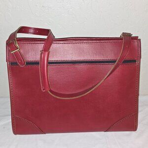 Vintage Hartmann Luggage Large Red Leather Travel Bag Wipeable Plastic Lining